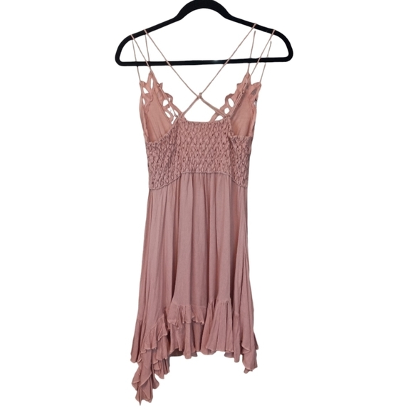 Free People Adella Boho Crochet Slip Mini Dress Rose Size Medium - Picture 9 of 13